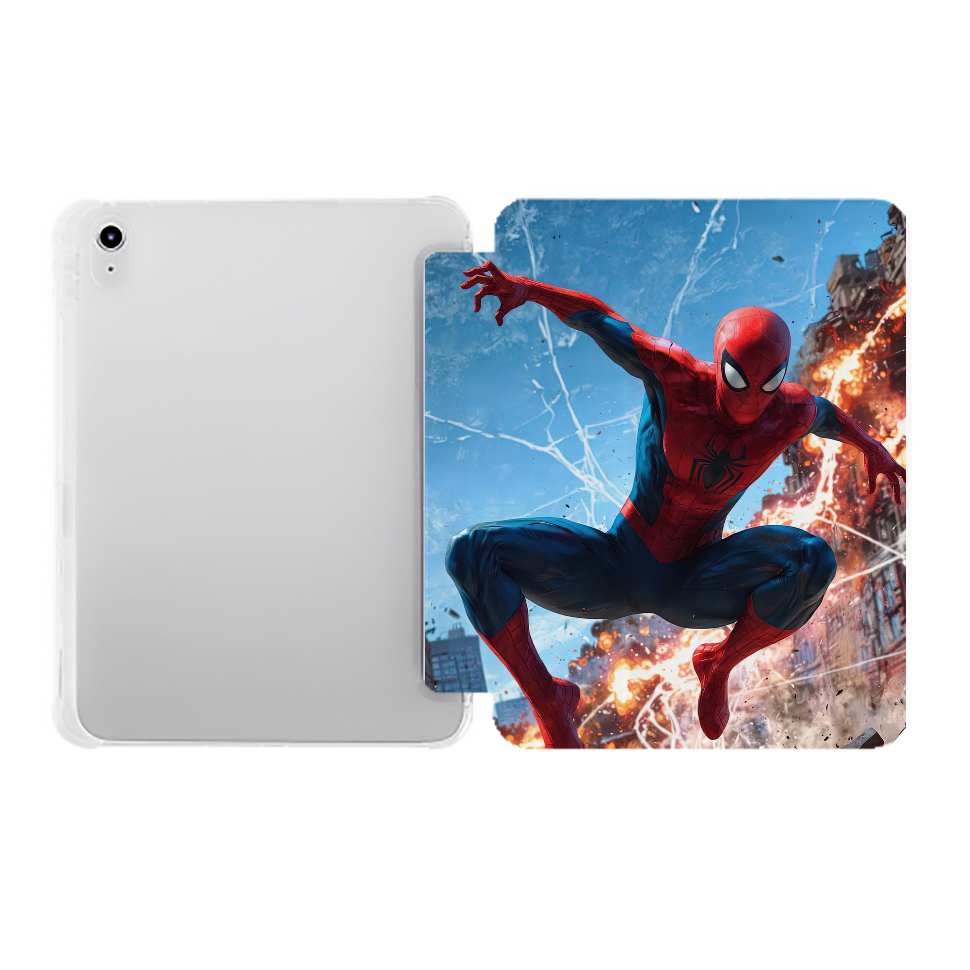 （画像用） Spider Man スパイダーマン IPad ケース ペン収納付き 三つ折りスタンド PUレザー×シリコン 対応機種9.5/10.5/10.9インチ